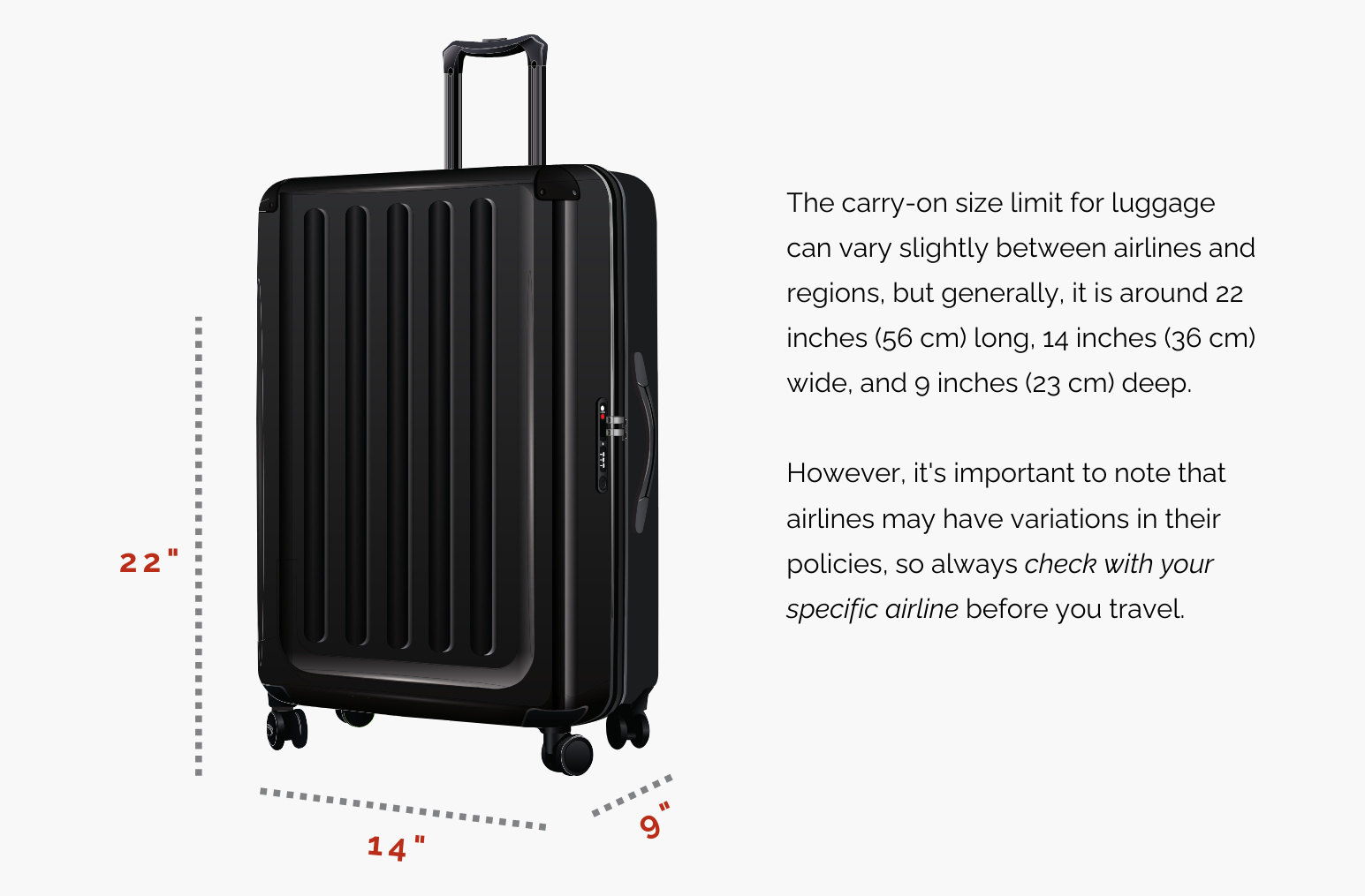 Carry on luggage size inches online